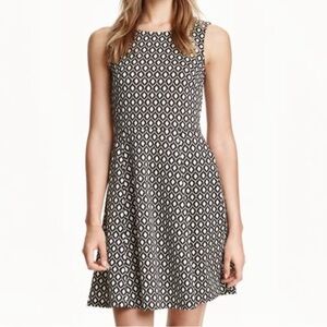 H&M Black + White Patterned Mini Dress